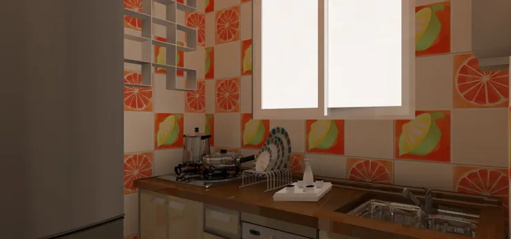 一進來便是洗手盆和爐灶。