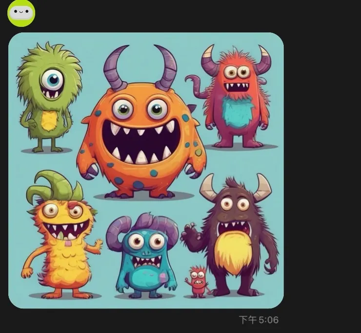 請AI設計幾隻可愛的卡通怪獸來看看，出現一系列向怪獸電力公司致敬的圖。