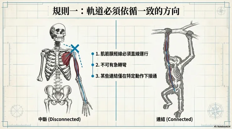 軌道必須保持一致的方向與深度1
