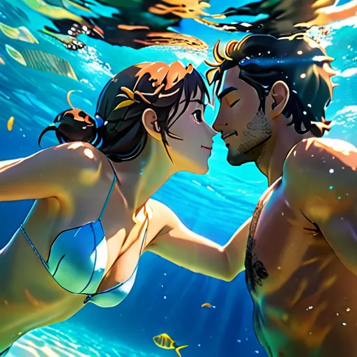 水裡的慣性，小梅停不下來，直接撲向小智的臉。