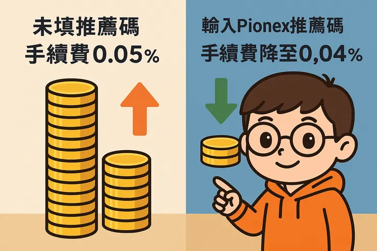 沒填碼 vs 有填推薦碼:手續費從 0.05% 降至 0.04%,pionex推薦碼真有效!📊