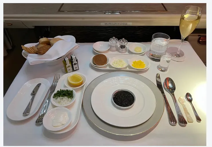 Emirates first class caviar service