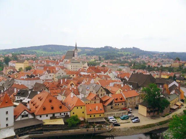 捷克世界文化遺產庫倫洛夫 Český Krumlov CK小鎮紅磚屋頂全景