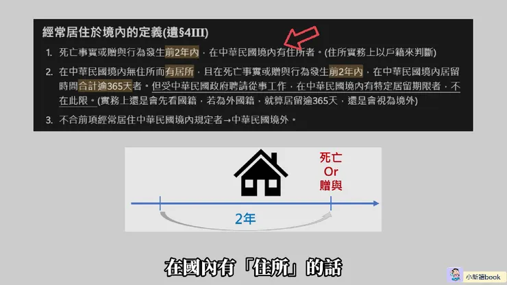 《遺產與贈與稅法》對經常居住的定義。