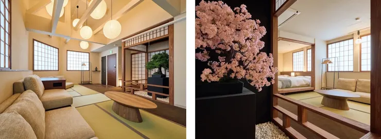 「今昔莊 大阪 天保山 松柏」會客廳（左）「今昔莊大阪 天保山 觀櫻」會客廳（右）