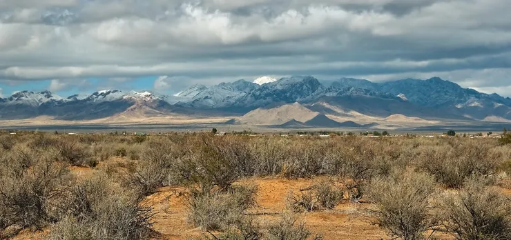 新墨西哥的乾旱灌木原，美國西南和墨西哥北部的常見地景。