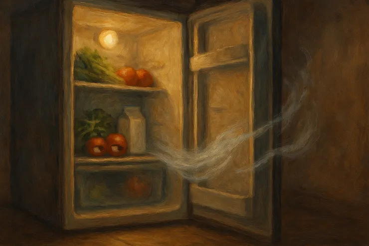 梁练伟没将冰箱的门关好导致冷气外洩