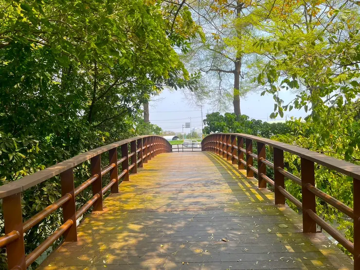 木橋連結兩岸通行