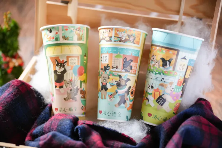 圖說：清心福全聯手浪浪別哭，獻上年末最暖心合作企劃，從飲料紙杯中看見浪浪們的生動日常。（資料來源：清心福全）