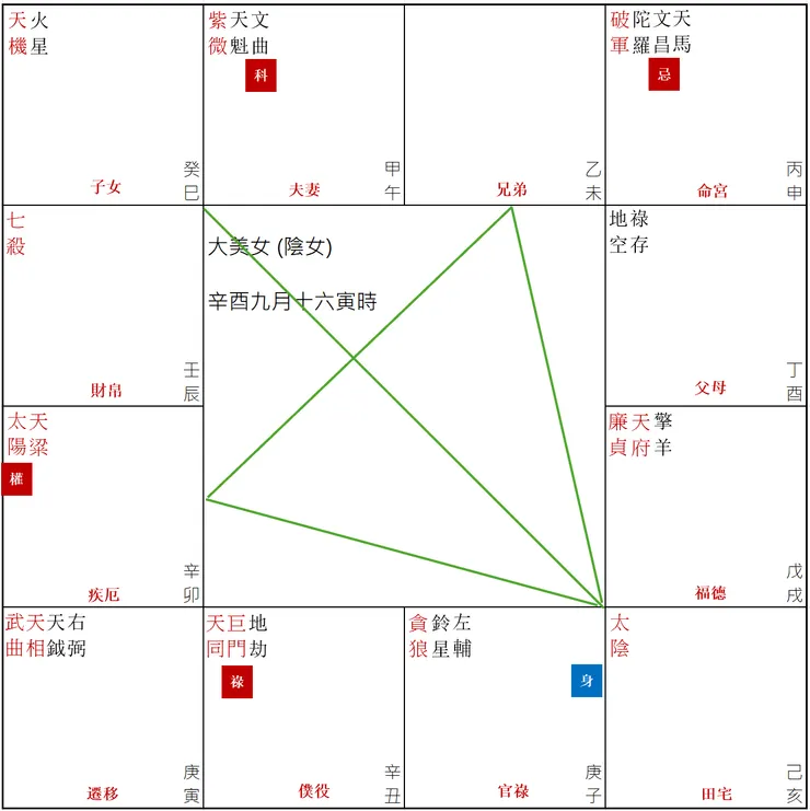 圖11. 紫微斗數-田宅宮三方四正