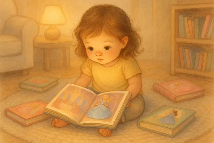 沉浸在閱讀童話故事的畫面