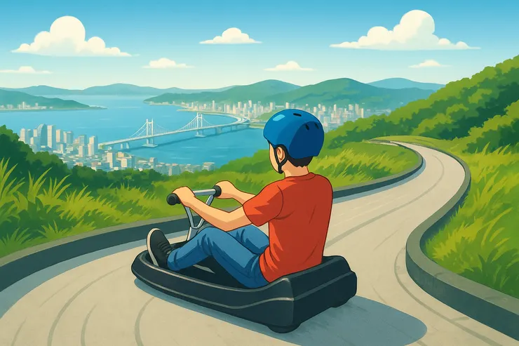 因為滑車太好玩了沒拍照,特別請AI準備這張供大家欣賞