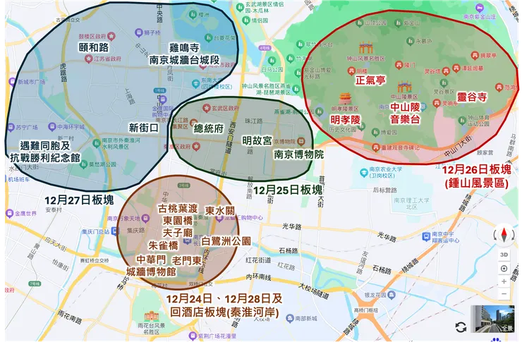 個人安排行程的板塊分布，主要分4大板塊。