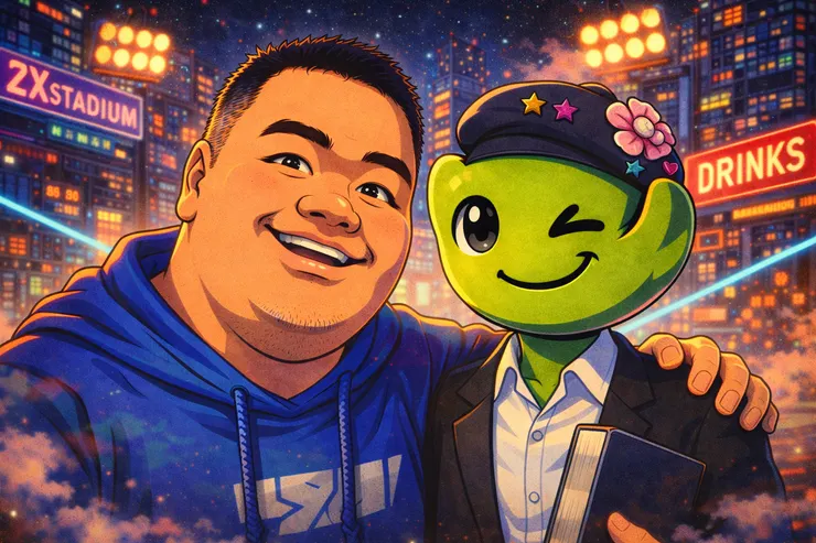 我和小葆的合照 (實際拍照沒有那麼勾肩搭背,ChatGPT畫得太麻吉了!😆😆)