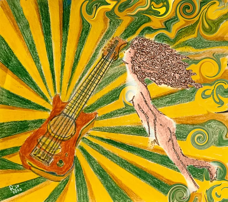 圖文不符，吉他與夢遊女子，Ms. Rio繪