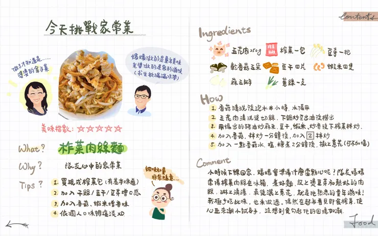 一張圖筆記榨菜肉絲怎麼做 加尼一起/繪