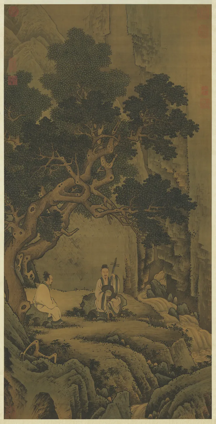 傳明 周臣 〈清泉聽阮圖〉