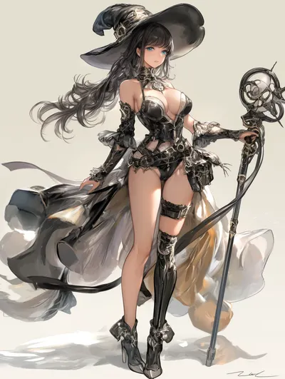 墨朋克風格，賽璐璐渲染，女巫