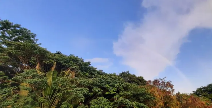 戶外健走回程，看見淡淡的彩虹。相信是老天告訴我這樣就對了，我在心裡對彩虹說，收到禮物，謝謝~