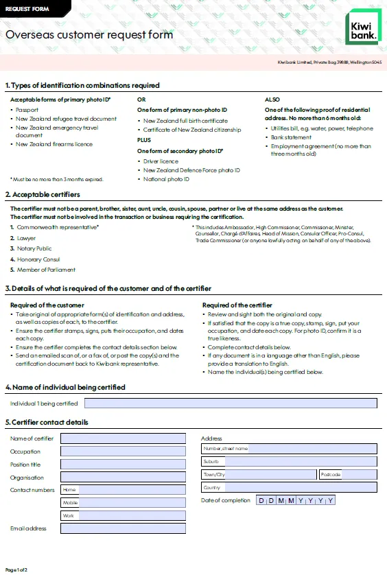 Overseas Customer Request Form FM3393