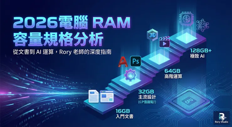 【2026 硬體指南】記憶體 (RAM) 容量分級:從文書到 AI 運算,規格完全分析
