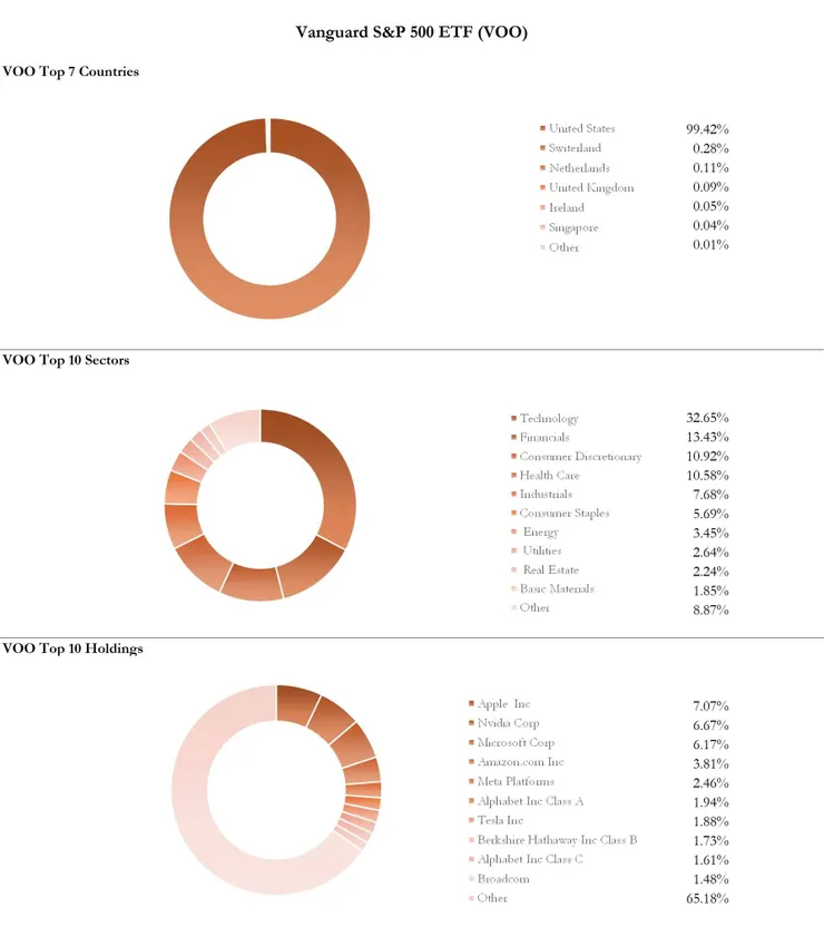 VOO 前10大投資國家、產業、公司持股