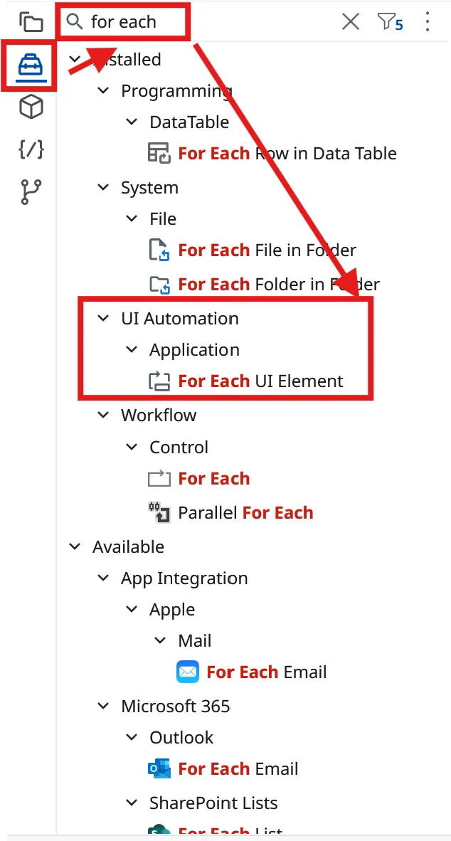 從面板中照到For Each UI Element並將它拉到畫布中