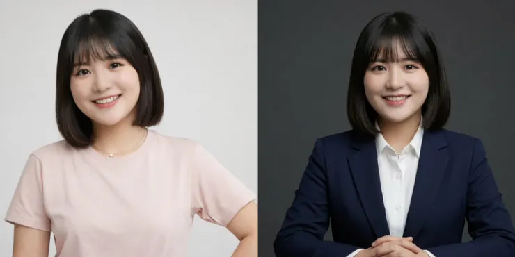 左：原始照片vs.右：AI生成形象照