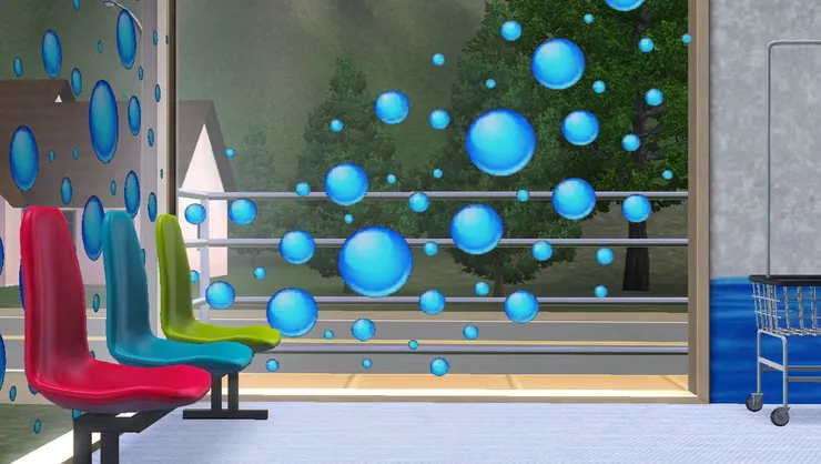 我非常喜歡這玻璃窗的圖案！很可愛！也跟洗衣店主題切合。