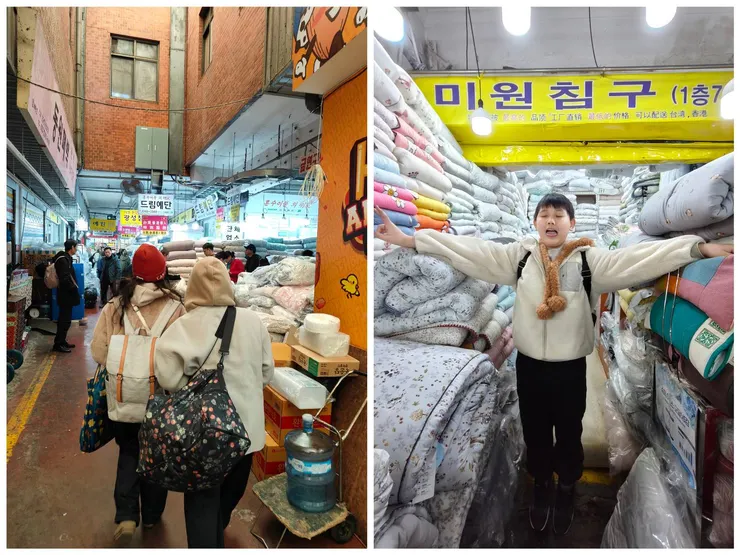 市場裡的這條小路全是棉被店