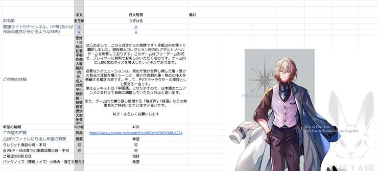 有些聲優會主動說需要哪些資訊，可以交叉參考撰寫完善文件