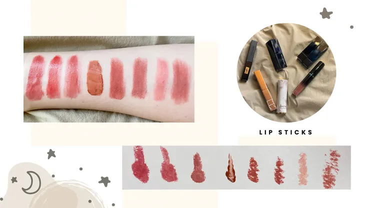 左上是上手顏色（較貼近肉眼所見顏色），右下是塗在白紙上的顏色