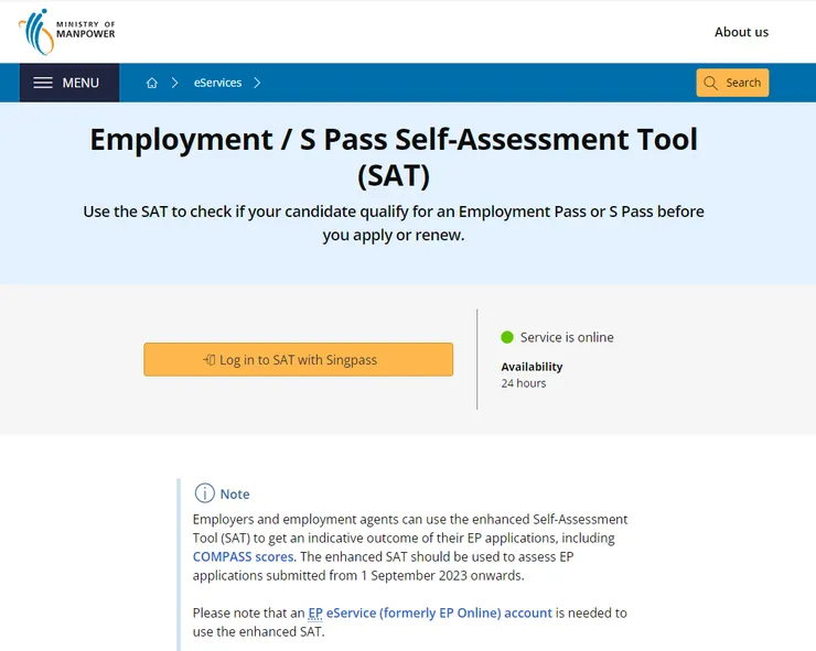 Employment / S Pass Self-Assessment Tool