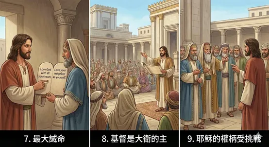 共觀福音書中相關耶穌在耶路撒冷城最大誡命與耶穌權柄的比喻教導