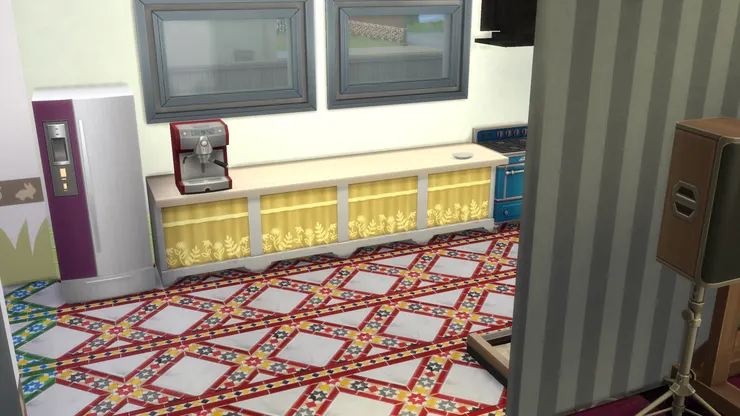 很鮮明光亮的廚房。(誰吃完碟子沒有收？)