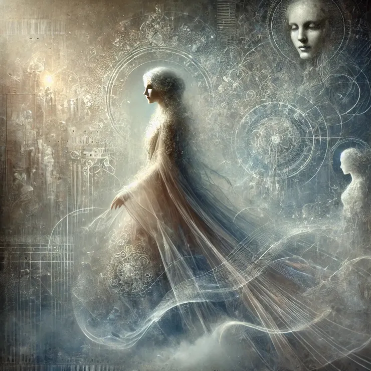 She was waiting—not for someone, but for a moment to decide her fate. A ship loomed on the horizon, bound for an uncertain future, but her heart was tethered to the foggy land behind her