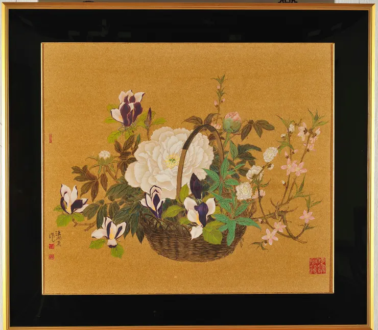 〈一籃春色〉裱框