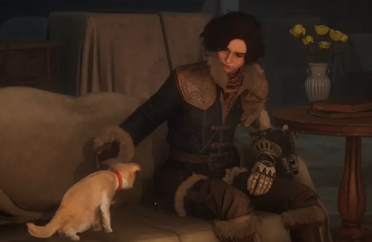 戰鬥之外：撫摸小貓的瞬間，P 彷彿不再是冰冷的人偶。