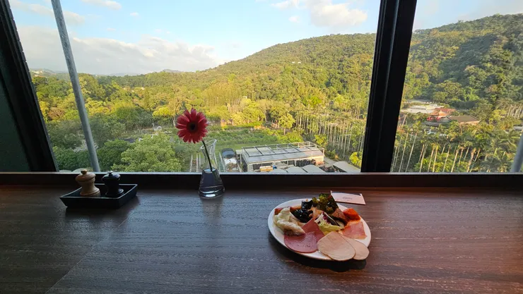 台北士林萬麗酒店行政酒廊的士林官邸美景!我很喜歡這一排靠窗座位!