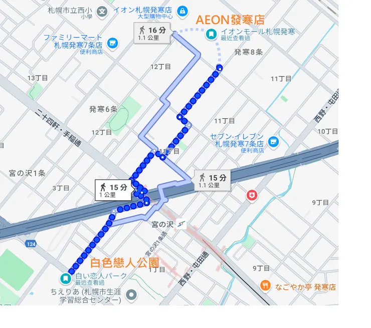 照著地圖到永旺札幌發寒店source: google map