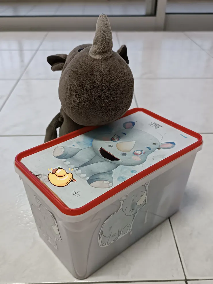 冰淇淋盒改裝成的犀牛撲滿。