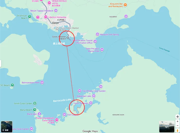 鎮上搭船到冷熱湖路線圖