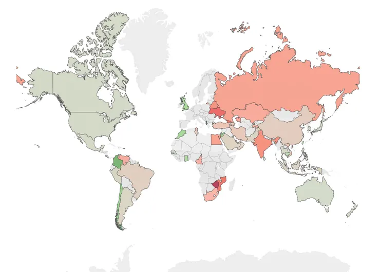 世界銀行統計各國對CBAM之暴露指數地圖