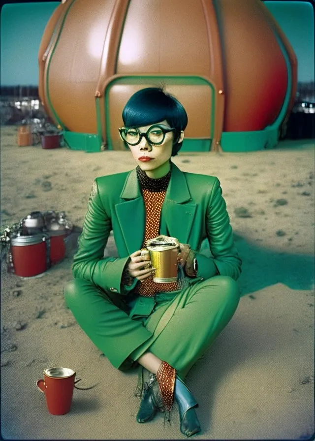 Oil field, Flash, Normal exposure, Bangs, Green Tea, Ilford film, Matte lenses, Ethnic wear, Squat Sitting, Metal Frame glasses, Short Hair with Fringe, Delicate lines, Surprised, Smooth strokes, Multi-layered, Coin Purse, Tailcoat, Chocolate, Primary colors, Carrot, High-waisted Pants, Pizza, Green curry chicken, Color composition, Mermaid gown, Sichuan hot pot, Emotionally Charged, Metaphorical, Neon lenses, Distinctive,  Profound Concept,  Emotionally Charged,  Engaging,  Beautiful Details