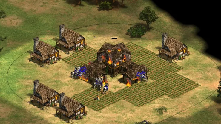 騷擾的差不多就可以直取城鎮中心，可以生產幾隻騎士支援。