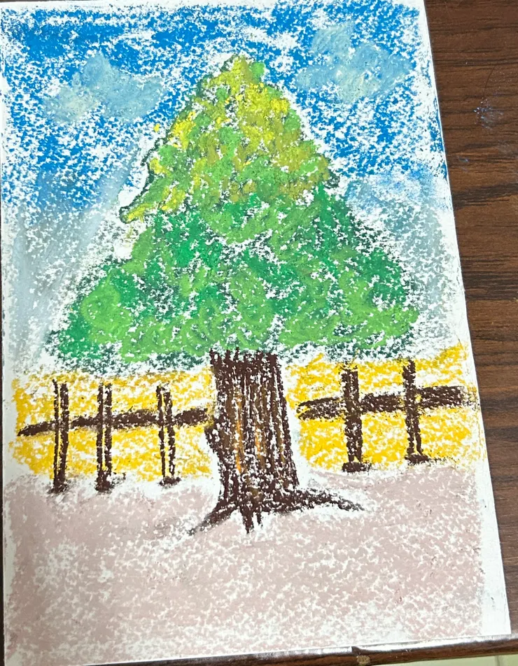 高中遺留的舊粉彩筆試畫