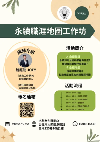 【永續職涯地圖工作坊】100 談Ｘ 木甦 Ｘ未來工作學 