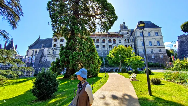 【從奧古斯丁花園可仰望它的偉壯！背景建築即布盧瓦城堡的一側，為法蘭索瓦一世所建的文藝復興式。】