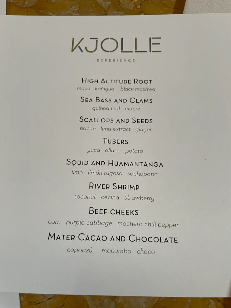 KJOLLE EXPERIENCE menu