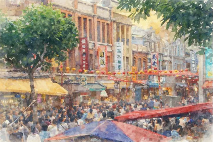 本圖由當日拍攝的照片，透過 AI 轉為水彩風格。